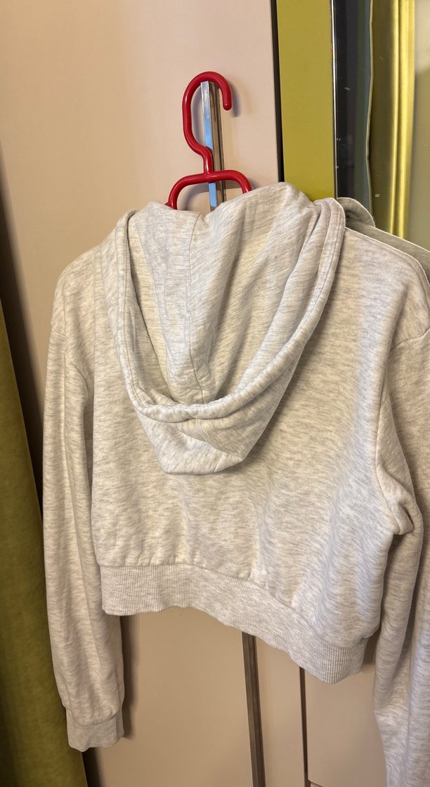 Gri Fermuarlı Kadın Sweatshirt - Görsel 2