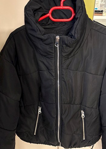 Fermuarlı Siyah Kadın şişme mont - Görsel 2