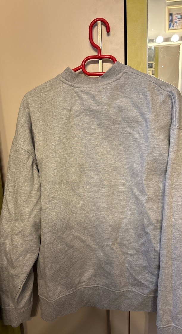 Gri Uzun Kollu Kadın Sweatshirt USA Baskılı - Görsel 3