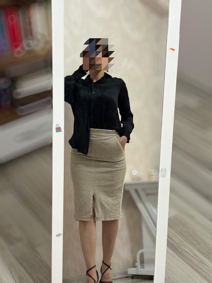 Siyah Keten Uzun Kollu Gömlek - Görsel 2