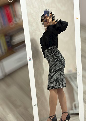 Bohem Siyah Desenli Uzun Etek - Görsel 3