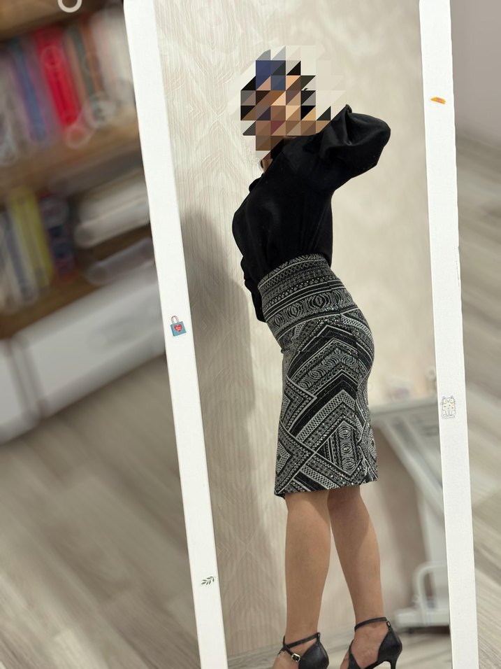 Bohem Siyah Desenli Uzun Etek - Görsel 3