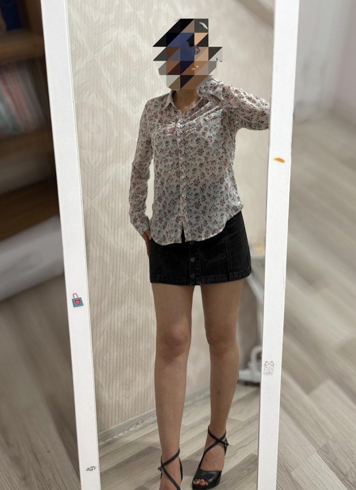 Bej Çiçek Desenli Pamuklu Kadın Gömlek - Görsel 2