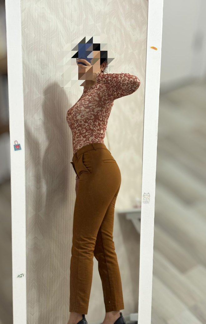 Dantel Detaylı Kahverengi Uzun Kollu Bluz - Görsel 3