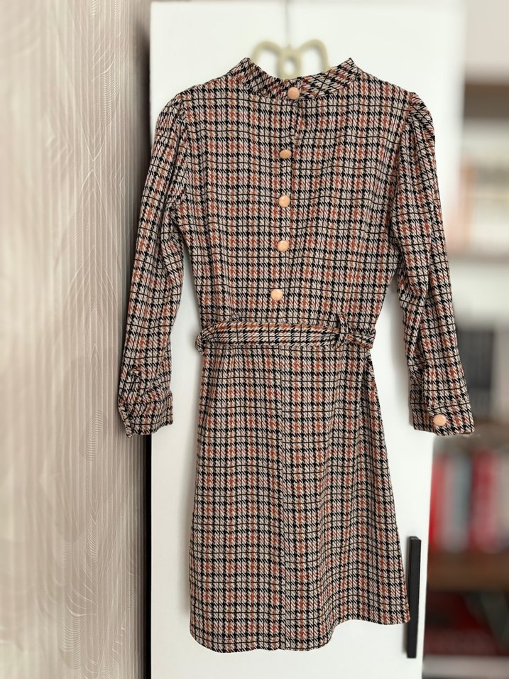 Kemerli, Uzun Kollu Kadın Midi Elbise - Görsel 2