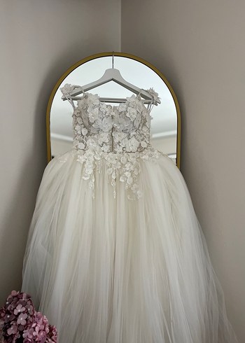 Straplez A Kesim Beyaz Gelinlik - Görsel 6