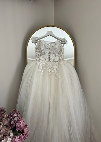 Straplez A Kesim Beyaz Gelinlik - Görsel 4