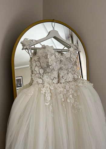 Straplez A Kesim Beyaz Gelinlik - Görsel 5