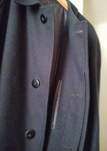 Erkek Lacivert Uzun Düğmeli Palto - Görsel 3