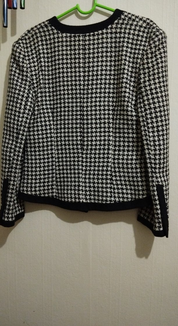 Düğmeli Siyah Beyaz Kadın Blazer Ceket - Görsel 2