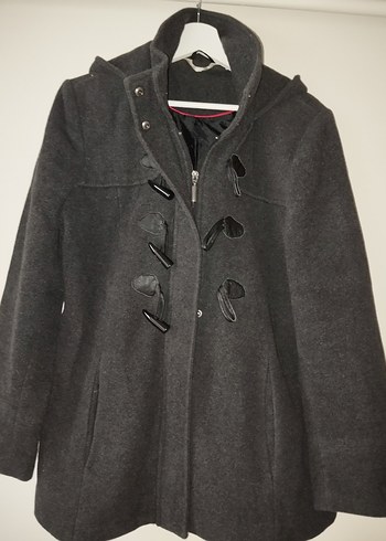 Gri Çoban Düğmeli  Midi Kaban - Görsel 3