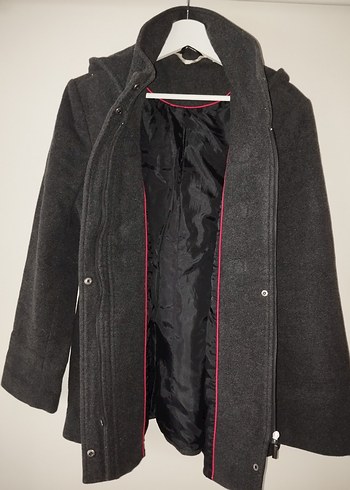 Gri Çoban Düğmeli  Midi Kaban - Görsel 4