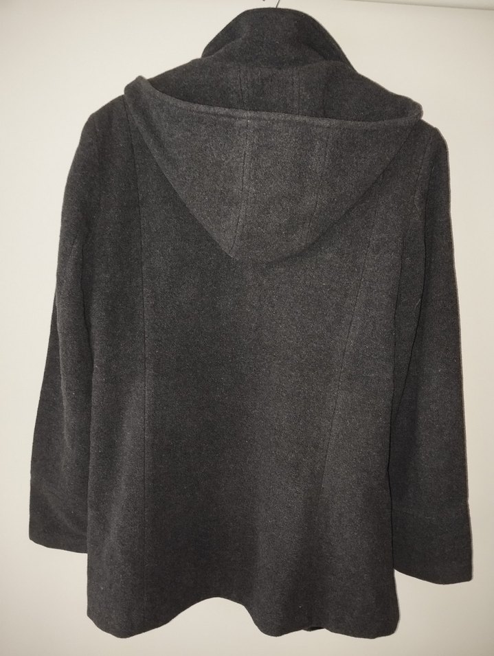 Gri Çoban Düğmeli  Midi Kaban - Görsel 2