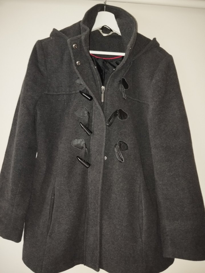 Gri Çoban Düğmeli  Midi Kaban - Görsel 3