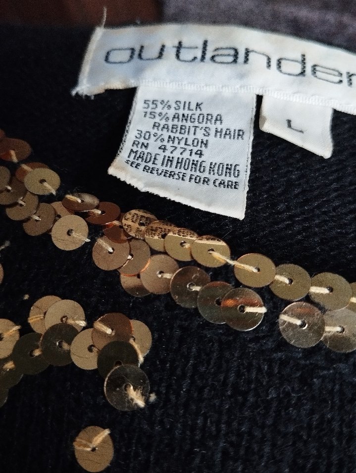 Uzun Kollu Altın Payet İşlemeli Triko Bluz - Görsel 3