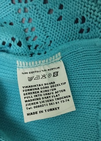 Turkuaz Bohem Örgü Kız Hırka - Görsel 2