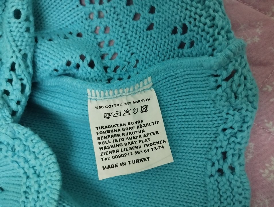 Turkuaz Bohem Örgü Kız Hırka - Görsel 2