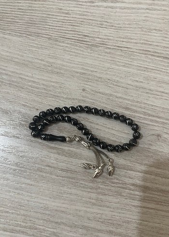 Gümüş kakma Oltu tesbih - Görsel 2