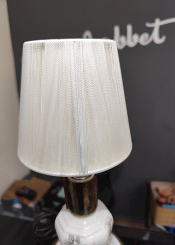 Beyaz Kumaş Abajur Masa Lambası - Görsel 2