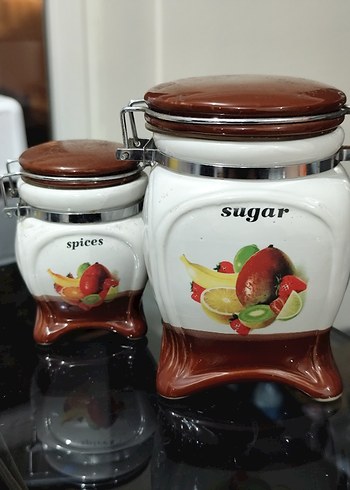 Renkli Desenli Baharat ve Şeker Kavanozları - Görsel 2