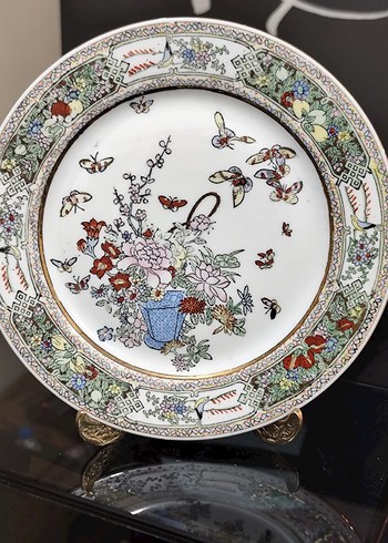 El Boyaması Dekoratif Çin Porselen Tabak - Kusursuz - Görsel 2