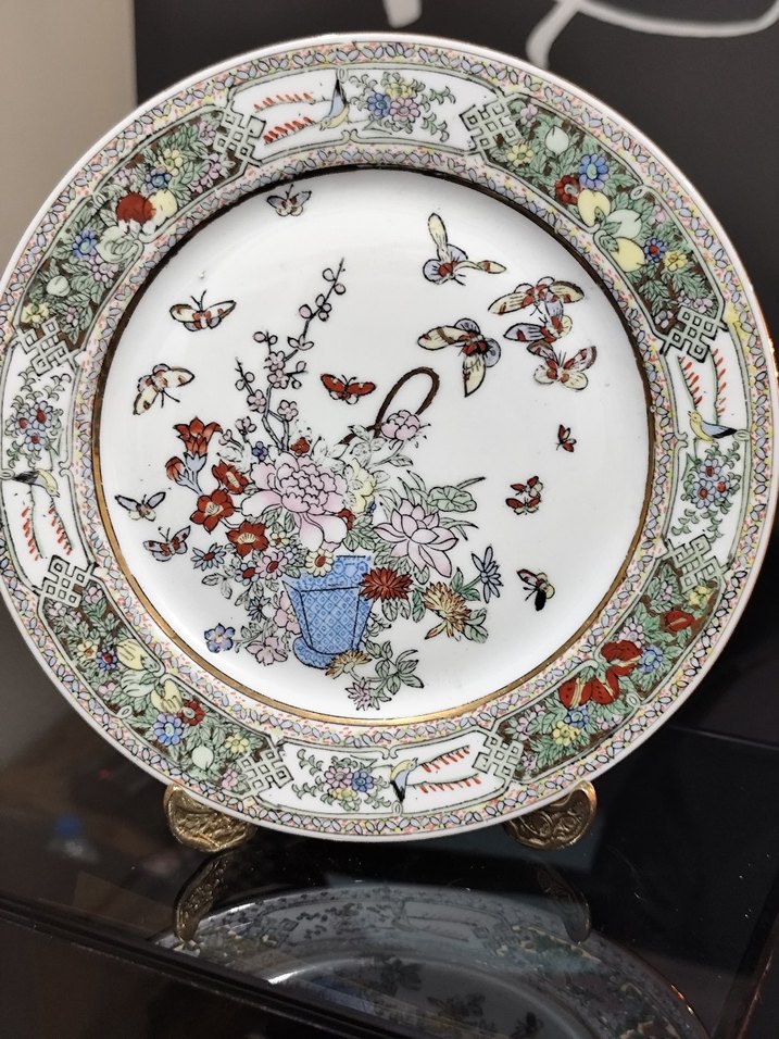 El Boyaması Dekoratif Çin Porselen Tabak - Kusursuz - Görsel 2