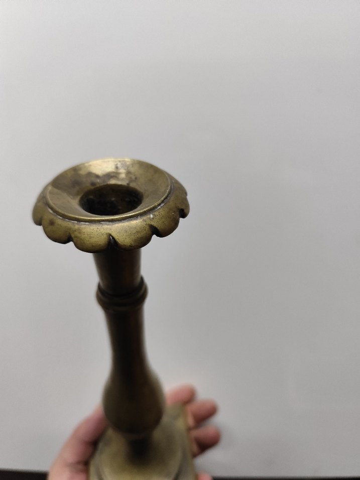 Koleksiyonluk OSMANLI Mühürlü Antika Pirinç Şamdan  Usta Damgalı - Görsel 2