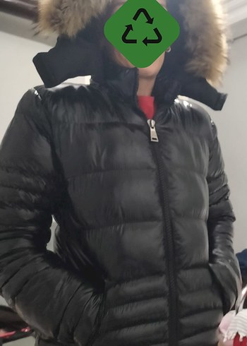 Kürk Detaylı Siyah Kadın Kışlık Mont - Görsel 2