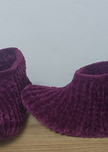 Mor Örgü Kız Çocuk Sıcak Ev Terliği - Görsel 3