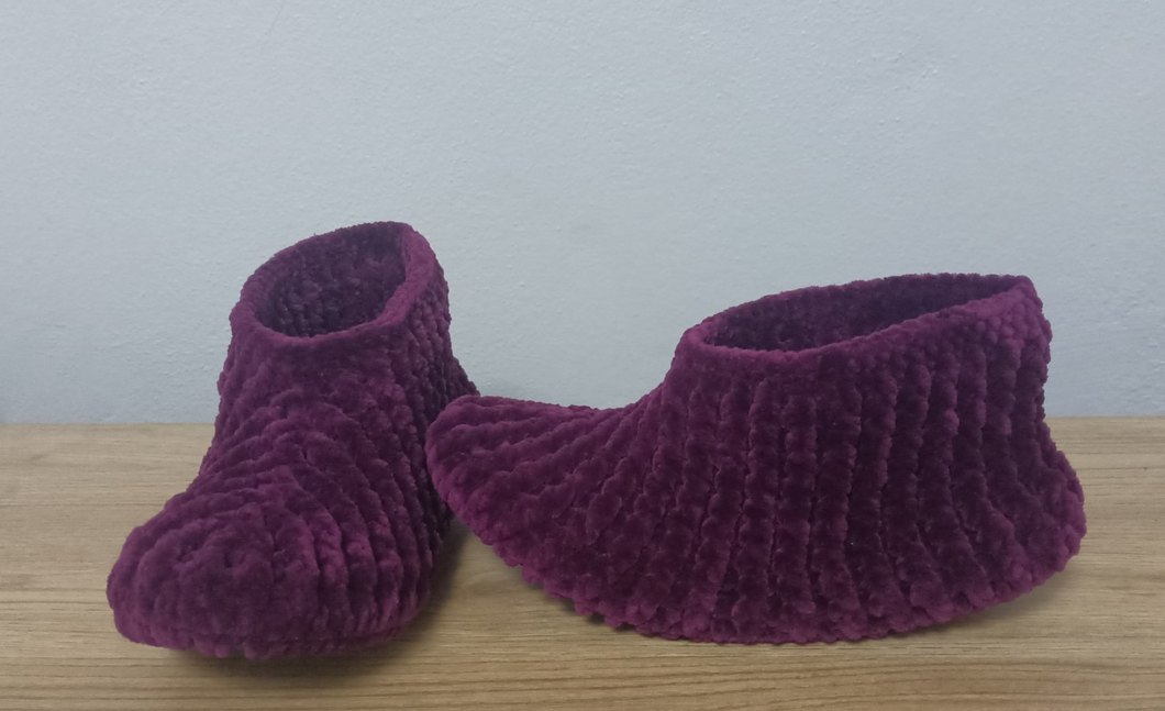 Mor Örgü Kız Çocuk Sıcak Ev Terliği - Görsel 3
