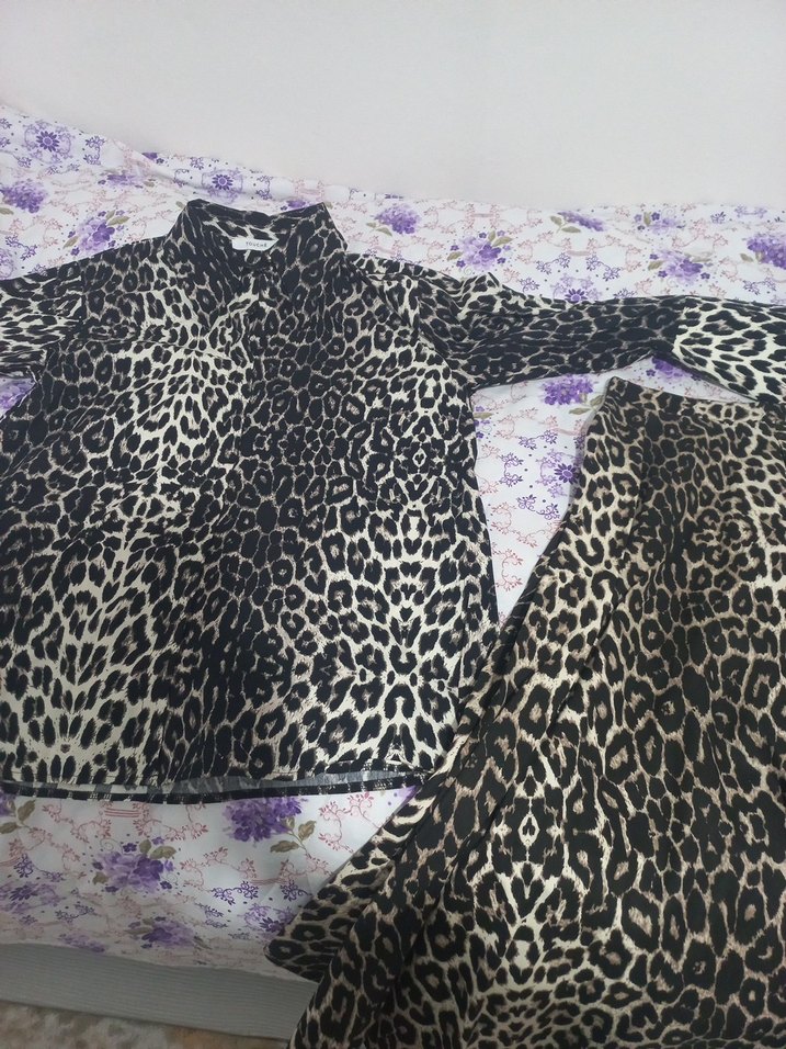 Kahverengi Leopar Desenli Uzun Kollu Bluz - Görsel 4