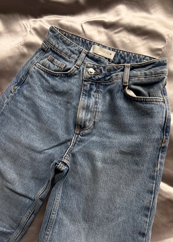 Zara Yuksek Bel Acik Mavi Denim Jean