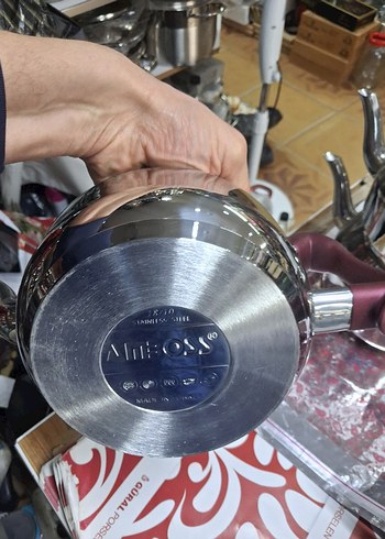 Bordo Saplı Gri Çaydanlık Seti - Görsel 2