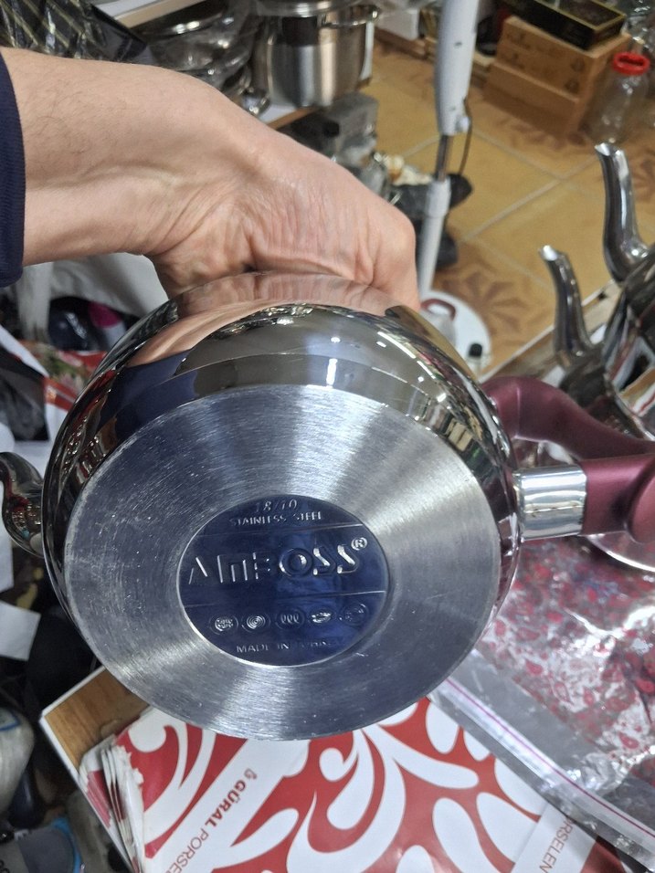 Bordo Saplı Gri Çaydanlık Seti - Görsel 2