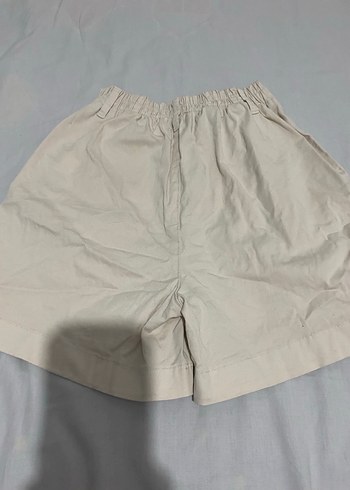 Bej Yüksek Bel Keten Şort - Görsel 2