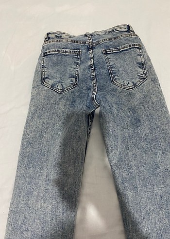 Kadın Gri Batik Desenli Denim Pantolon - Görsel 2