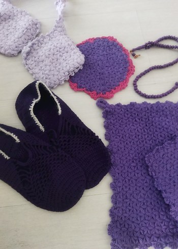 Mor Örgü ceyizlik set - Görsel 3