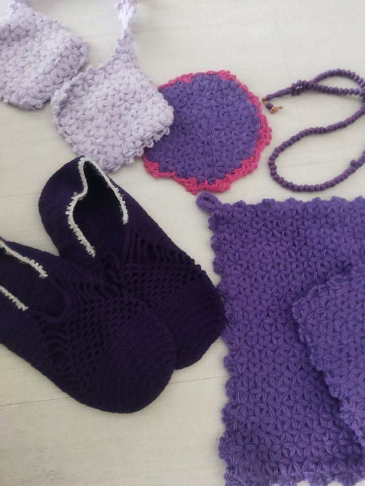 Mor Örgü ceyizlik set - Görsel 3