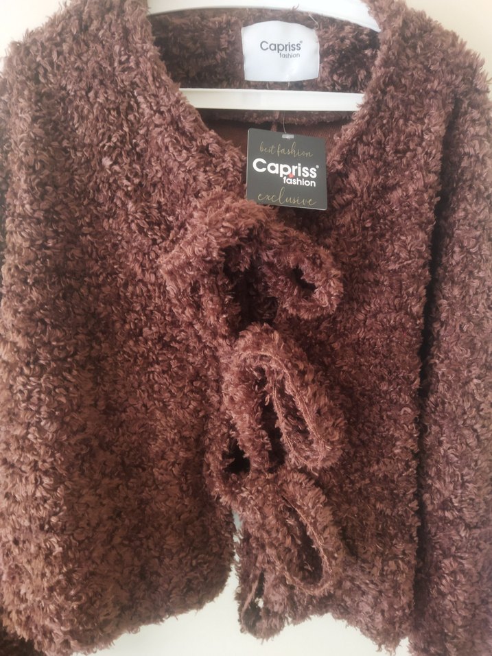 Capriss Kahverengi Örgü Kadın Hırka - Görsel 3