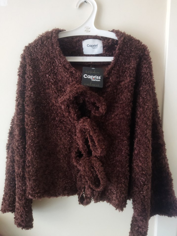 Capriss Kahverengi Örgü Kadın Hırka - Görsel 4