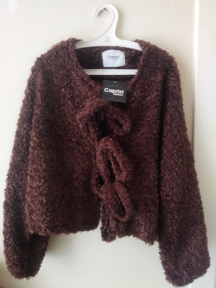 Capriss Kahverengi Örgü Kadın Hırka - Görsel 2