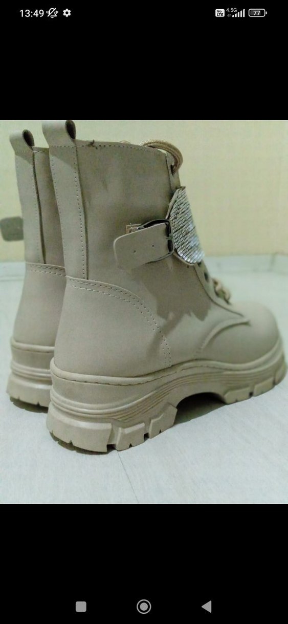 Bej Kemerli Yüksek Topuklu Kadın Bot - Görsel 3