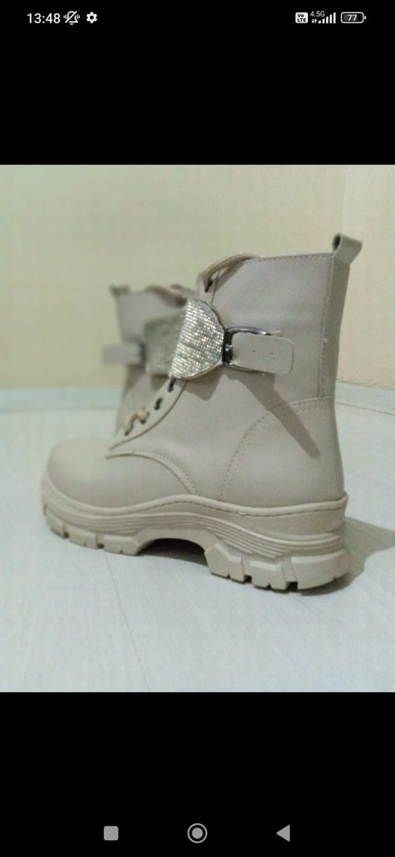 Bej Kemerli Yüksek Topuklu Kadın Bot - Görsel 2