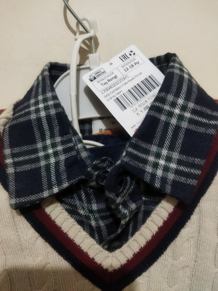 Gri Örgü Bebek Erkek Takımı Uzun Kollu - Görsel 3