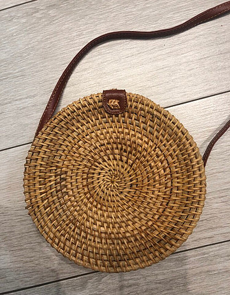 m Beden camel Renk Moda Yuvarlak Hasır Çanta