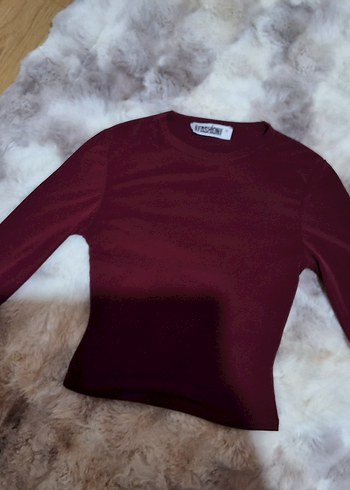 Bordo Kadın Uzun Kollu Basic Tişört - Görsel 2