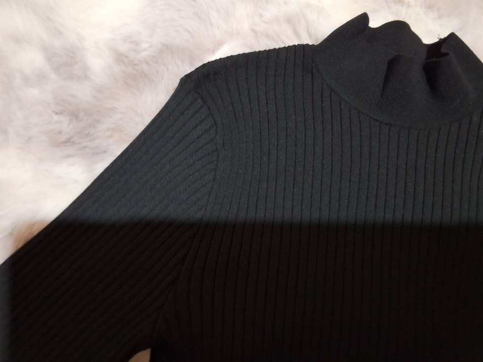 Siyah Kadın Boğazlı Örgü Kazak - Görsel 2