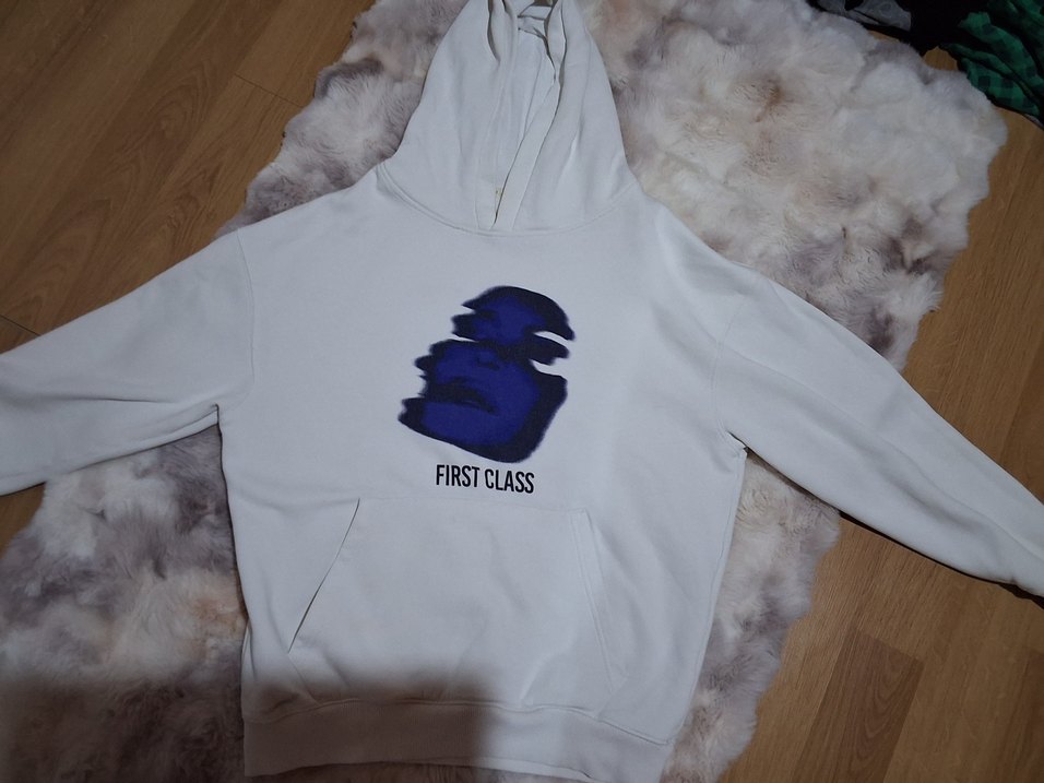 Beyaz Baskılı Salaş Sweatshirt trendiz - Görsel 2