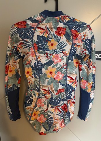 Çiçek Desenli Fermuarlı Uzun Kollu Kadın Mayo - Görsel 2