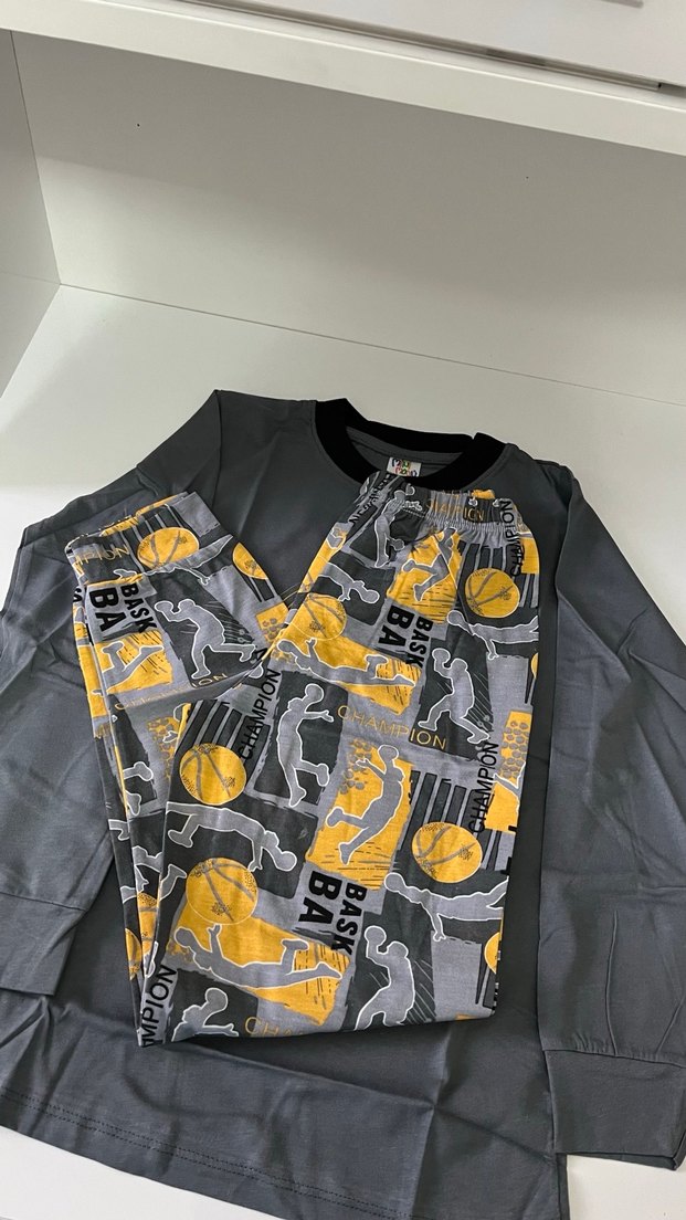 Erkek Çocuk Gri Baskılı Rahat Eşofman Takımı - Görsel 2